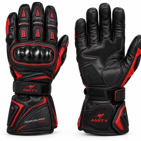 AMITY RoadGuard Pro™ Premium Leather Motorcycle Gloves
